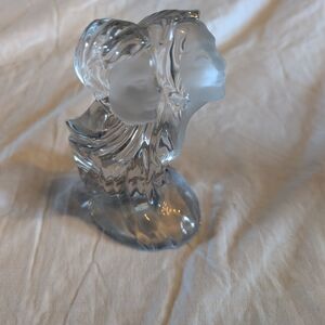 2/20$ Vintage Clear and Frosted Glass Dual Face Sculpture With Crystal